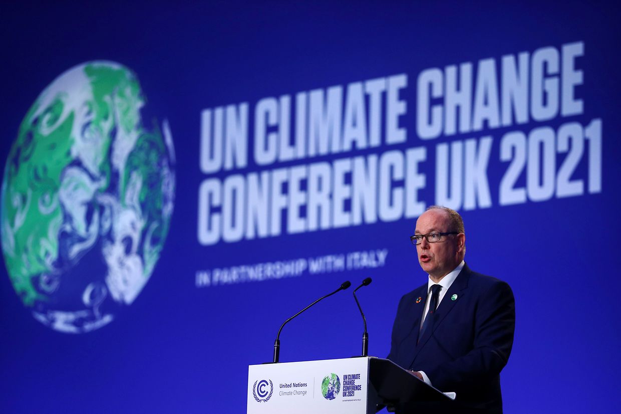 Fürst Albert II. von Monaco spricht bei der UN-Klimakonferenz COP26 in Glasgow.