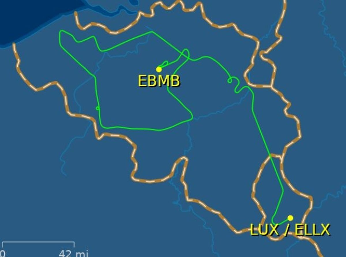 Die Flugroute des A400M führt in Schleifen über fast ganz Belgien.