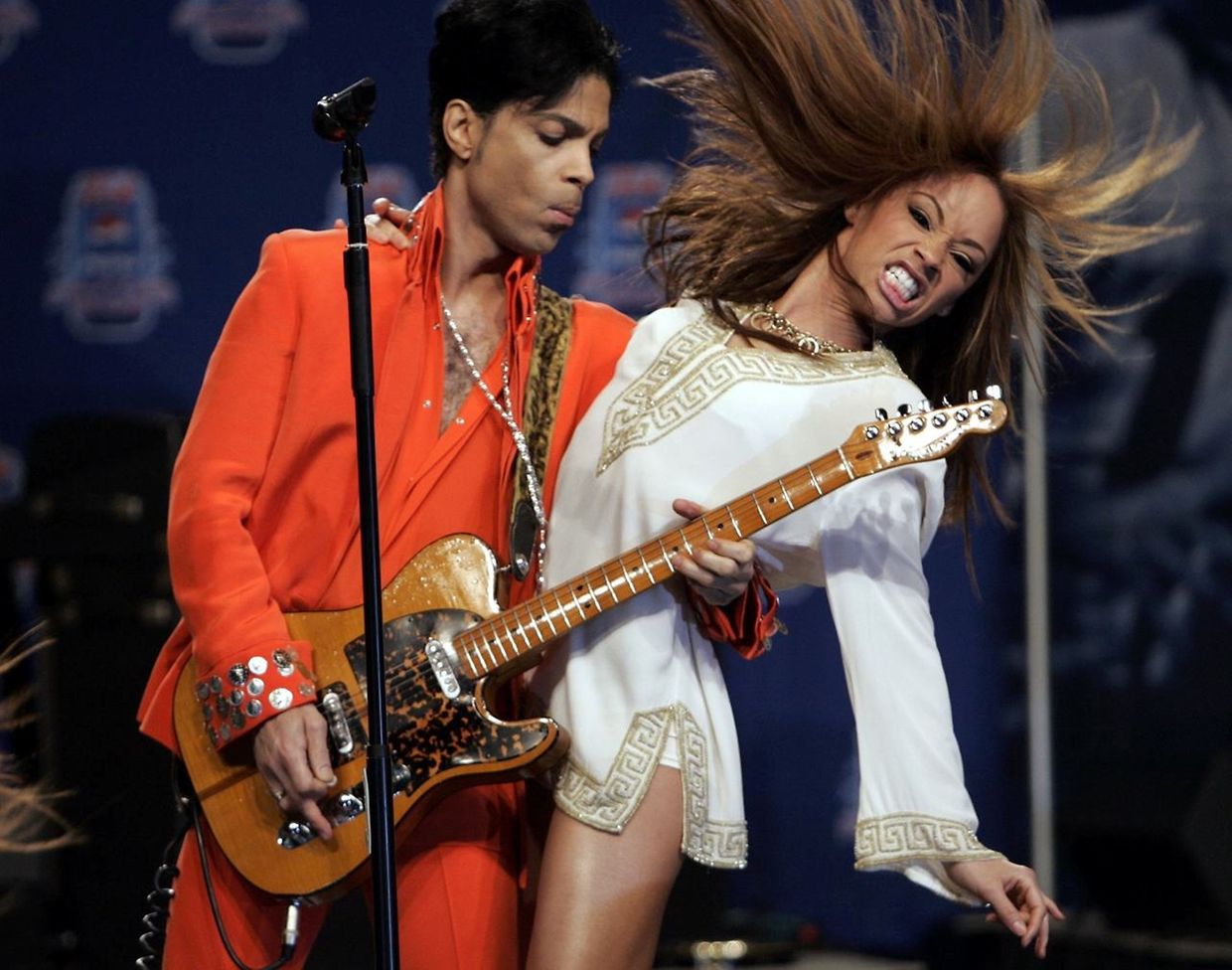 Prince avec Beyonce lors d'un concert en février 2007 à Miami