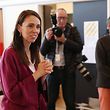 Labour Leader Jacinda Ardern visits Labour Election Day volunteers as polling booths open on election day for the  2020 General Election of New Zealand in Auckland on October 17, 2020. - Polling booths opened in New Zealand's general election October 17, 2020, with voters queueing at schools and community halls across the South Pacific nation to cast their ballots.
Prime Minister Jacinda Ardern is seeking another three-year term for her centre-left government, against an opposition led by the conservative National Party. (Photo by MICHAEL BRADLEY / AFP)