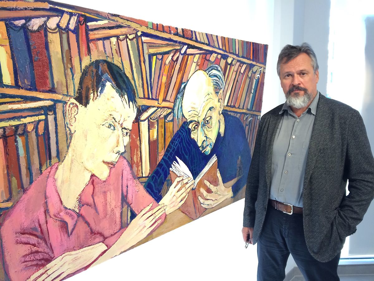Maxim Kantor in 2018 during his exhibition at the Simoncini Gallery in Luxembourg. 