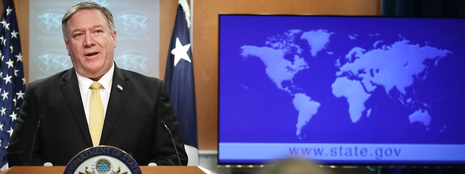 US-Außenminister Mike Pompeo informiert die Presse über den Ausstieg der USA aus dem Abkommen.