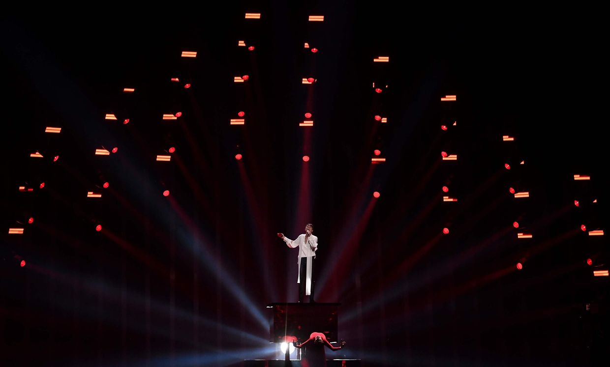CORRECTION - Belarus' singer Alekseev performs the song "Forever" during the first semifinal of the 63rd edition of the Eurovision Song Contest 2018 at the Altice Arena in Lisbon, on May 8, 2018.
The Eurovision Song Contest 2018 will be held in the Portuguese capital Lisbon from May 8 until May 12, 2018. / AFP PHOTO / Francisco LEONG / �The erroneous mention[s] appearing in the metadata of this photo by Francisco LEONG has been modified in AFP systems in the following manner: [Belarus' singer Alekseev performs the song "Forever"] instead of [Ukraine's singer Melovin performs the song "Under The Ladder"]. Please immediately remove the erroneous mention[s] from all your online services and delete it (them) from your servers. If you have been authorized by AFP to distribute it (them) to third parties, please ensure that the same actions are carried out by them. Failure to promptly comply with these instructions will entail liability on your part for any continued or post notification usage. Therefore we thank you very much for all your attention and prompt action. We are sorry for the inconvenience this notification may cause and remain at your disposal for any further information you may require.�
