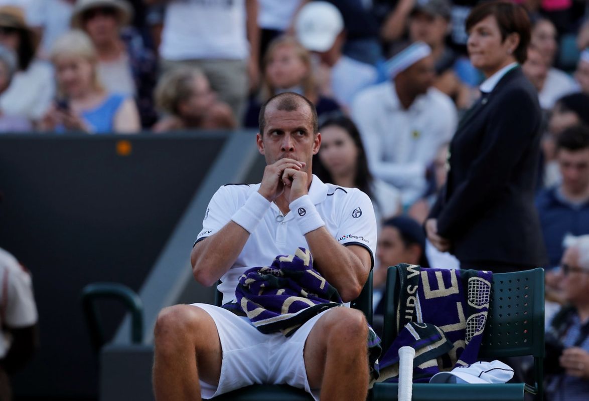 Tennis - Wimbledon - London, Britain - July 10, 2017   Luxembourg’s Gilles Muller during his fourth round match against Spain’s Rafael Nadal    REUTERS/Matthew Childs