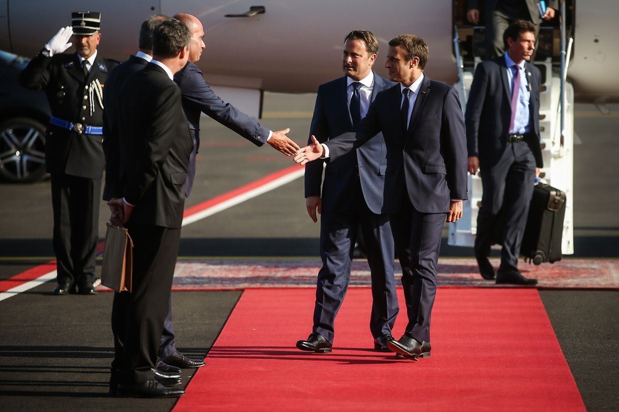 Arrivée du président de la République française, Emmanuel Macron au Findel 