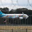 A Luxair plane lands at Luxembourg's Findel airport