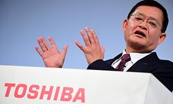 (FILES) In this file photo taken on November 8, 2018 Toshiba chairman and CEO Nobuaki Kurumatani attends a press conference in Tokyo. - Kurumatani will resign on April 14, 2021, reports said, as a buyout offer from a private equity firm stirs turmoil inside the Japanese firm. (Photo by Martin BUREAU / AFP)