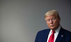 TOPSHOT - US President Donald Trump looks on during the daily briefing on the novel coronavirus, COVID-19, in the Brady Briefing Room at the White House on April 3, 2020, in Washington, DC. (Photo by JIM WATSON / AFP)