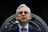 US Attorney General Merrick Garland delivers remarks at the swearing in ceremony of the new Bureau of Prisons (BOP) Director Colette Peters, not pictured, at BOP headquarters in Washington, DC, on August 2, 2022. (Photo by EVELYN HOCKSTEIN / POOL / AFP)