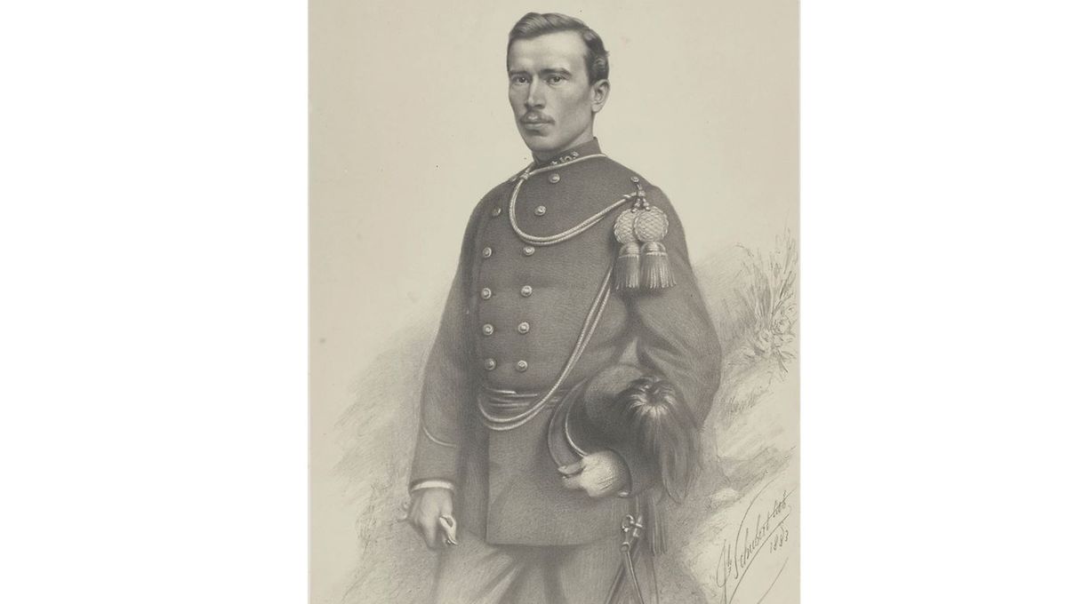 Portrait of Nicolas Grang, the first Luxembourger who died in Congo in 1883 (Engraved by J. Schubert in 1884)