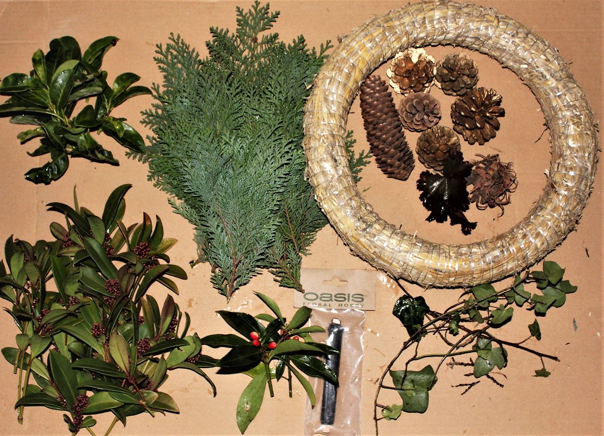 The basic materials for making a wreath Photo: Faye Peterson
