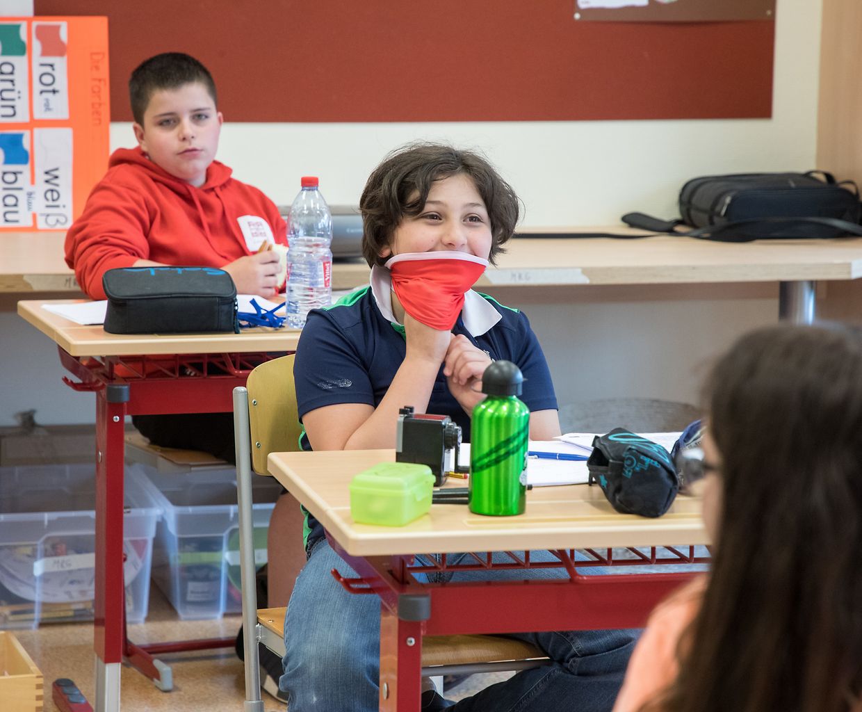 In der "Maacher Schoul" überwieg die Freude über den ersten richtigen Schultag nach der langen Corona-Pause. 