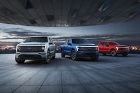2022 Ford F-150 Lightning Platinum, Lariat, XLT. Pre-production model with available features shown. Available starting spring 2022. 