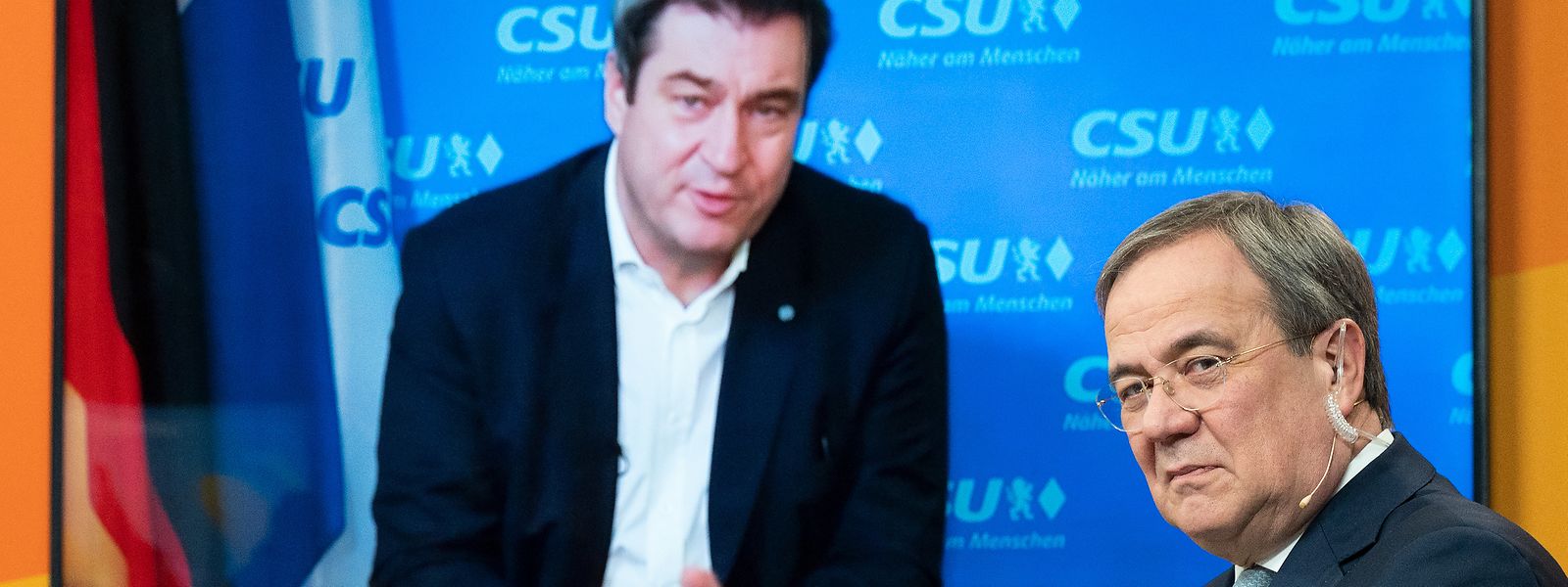Einer von beiden soll die CDU/CSU als Kanzlerkandidat in die Bundestagswahl führen: Markus Söder (l.) oder Armin Laschet (r.)