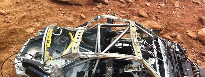 Der Mitsubishi Evo 8 von Jeremy Foley nach dem Crash.