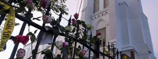 Zeichen der Trauer an der Kirche in Charleston, wo die Schießerei stattfand.