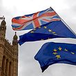 Union and European Union flags are flown in unison during an anti-Brexit demonstration outside the Houses of Parliament in London on June 20, 2018.
British Prime Minister Theresa May faces a new showdown with pro-EU MPs on Wednesday over parliament's role in the final Brexit deal, which could influence her entire negotiating strategy. After months of debate, MPs will vote on the last contested amendments to the EU (Withdrawal) Bill which set out how much power lawmakers will have if the government fails to agree a departure deal before Brexit in March 2019. / AFP PHOTO / Niklas HALLE'N