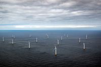 Die Windkraftanlagen des Offshore-Windparks «Race Bank» vor der Küste der Grafschaften Norfolk und Lincolnshire in der Nordsee.