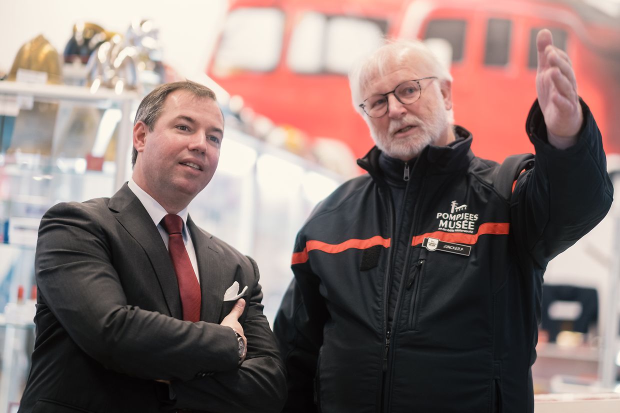 Visite de S.A.R. le Grand-Duc Héritier Guillaume au Pompjeesmusée an der Géitz  Patrick Juncker (Präsident Musee)07.02.2023Wiltz, Rue GeetzPhoto: Commune de Wiltz / Ben Majerus