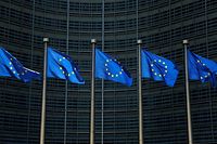 European Union flags flutter outside the EU Commission headquarters in Brussels, Belgium June 14, 2017. REUTERS/Francois Lenoir