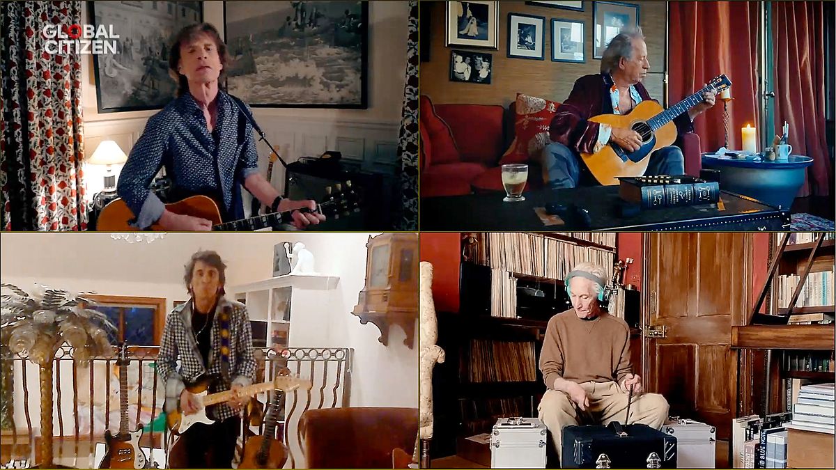 Die Rolling Stones im Home-Office. 