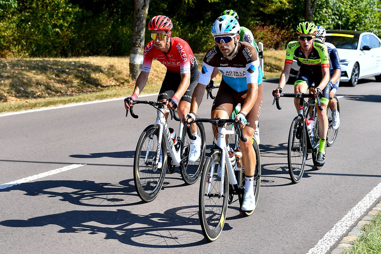 Die Ausreissergruppe angeführt von Tony Gallopin (F/Ag2r-La Mondiale.