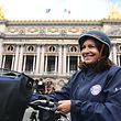 Paris city hall candidate in the upcoming mayoral elections on 2020, Socialist Party (PS) and actual Paris mayor Anne Hidalgo, smiles in front of the Opera house in Paris, on June 21, 2020. - The second round of France's municipal elections will be held on June 28, 2020. (Photo by Alain JOCARD / AFP)
