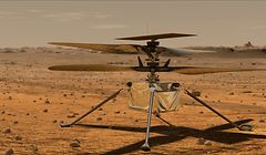ARCHIV - 21.01.2020, ---: HANDOUT - Diese von der NASA zur Verfügung gestellte Illustration zeigt den Mini-Hubschrauber «Ingenuity» auf der Marsoberfläche. (zu dpa «Mars-Erstflug von Hubschrauber «Ingenuity» frühestens Montag») Foto: Jpl-Caltech/NASA/ZUMA Wire/dpa - ACHTUNG: Nur zur redaktionellen Verwendung im Zusammenhang mit der aktuellen Berichterstattung und nur mit vollständiger Nennung des vorstehenden Credits +++ dpa-Bildfunk +++