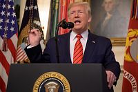 US President Donald Trump makes a major announcement October 27, 2019 the White House in Washington, DC. - Trump confirmed the death of Islamic State chief Abu Bakr al-Baghdadi, the world's most wanted man, during an overnight US special operation in northwest Syria. Baghdadi died after exploding a suicide 'vest.' (Photo by JIM WATSON / AFP)