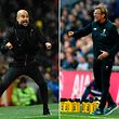A combination of pictures created in London on April 2, 2018 shows Manchester City's Spanish manager Pep Guardiola (L) gesturing from the touchline during the English Premier League football match between Manchester United and Manchester City at Old Trafford in Manchester, north west England, on December 10, 2017 and Liverpool's German manager Jurgen Klopp (R) gesturing on the touchline after Salah scores their first goal during the English Premier League football match between Tottenham Hotspur and Liverpool at Wembley Stadium in London, on October 22, 2017.
Jurgen Klopp has no qualms about saluting Pep Guardiola's ability to create "extraordinary" teams, but the Liverpool boss is convinced he can bridge the class divide when Manchester City visit Anfield for their Champions League showdown. Having first gone head to head with Borussia Dortmund and Bayern Munich, the friendly rivalry between Klopp and Guardiola has its biggest stage yet as Liverpool face City in the Champions League quarter-final first leg on on April 4, 2018.
 / AFP PHOTO / AFP PHOTO AND IKIMAGES / Ian KINGTON AND Oli SCARFF