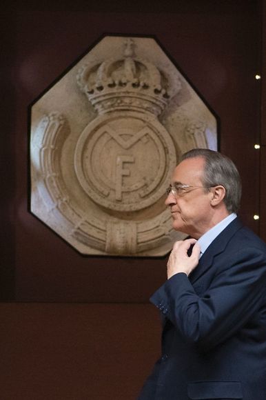 Real Madrid's President Florentino Perez at the Santiago Bernabeu stadium in Madrid. He will remain as president of Real Madrid until 2021.