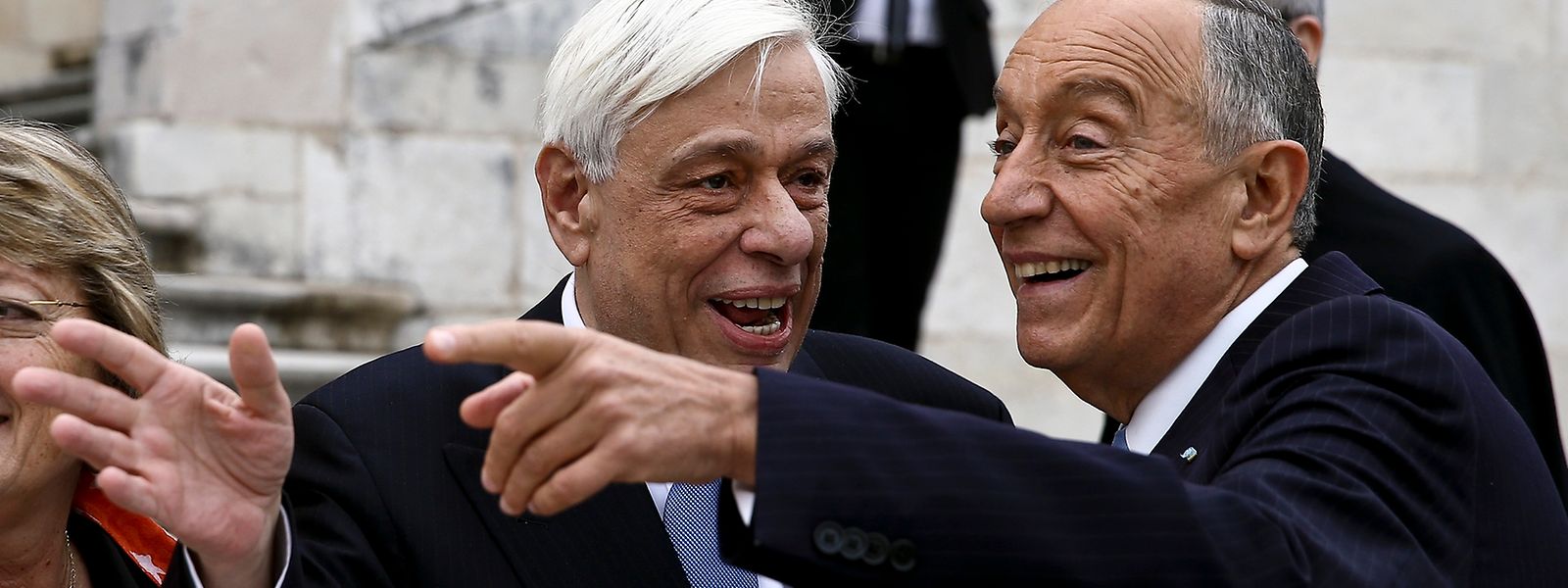 O Presidente grego Prokopis Pavlopoulos e Marcelo Rebelo de Sousa, Presidente português, em Coimbra.