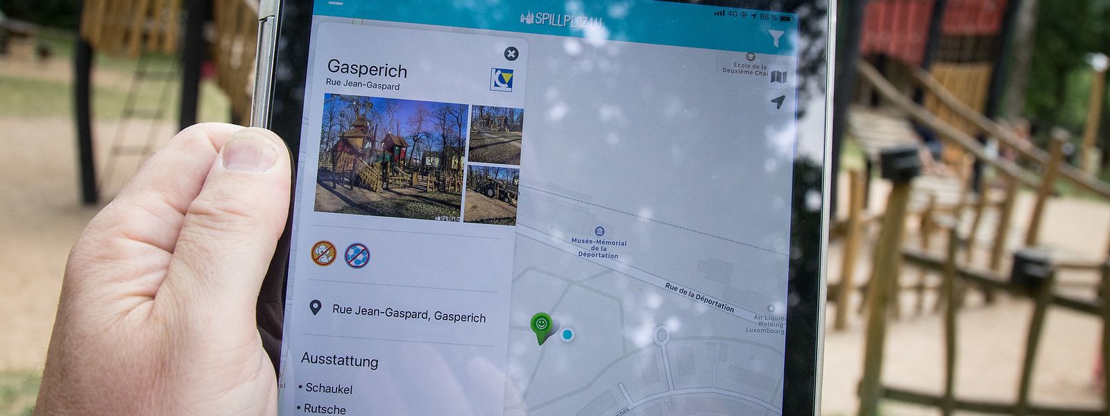 L'application permet à ses utilisateurs d'avoir une vue d'ensemble des espaces en plein air dédiés aux enfants au Grand-Duché. 