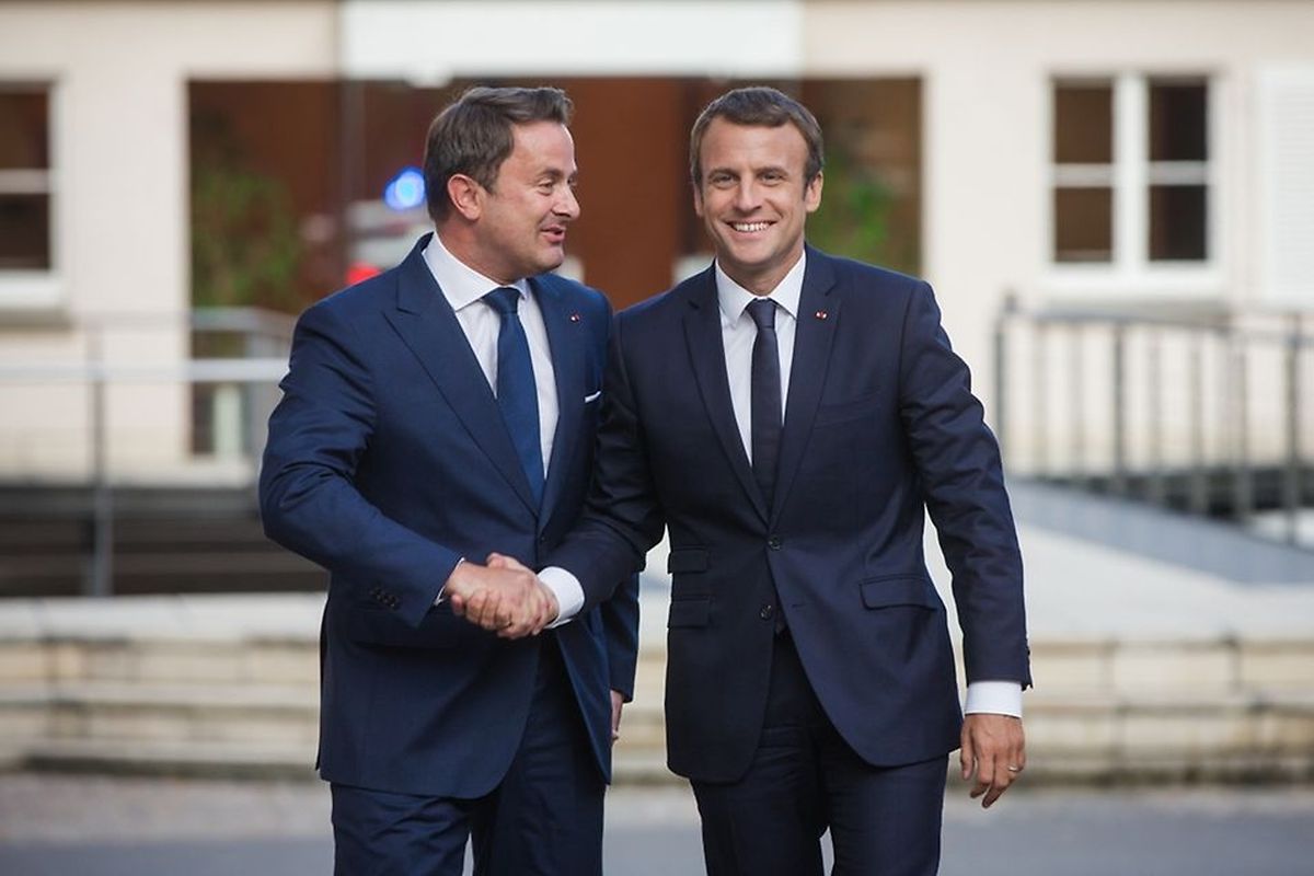 Bosom buddies: Bettel (L) and Macron Photos: SIP/Pierre Matgé/Anouk Antony