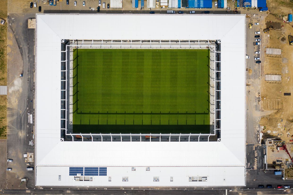 L'avancement des travaux du stade national à la mi-juillet 2020.