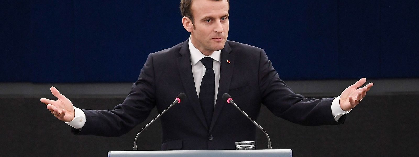 Emmanuel Macron am Dienstagmorgen im EU-Parlament in Straßburg.