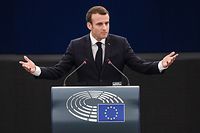 French President Emmanuel Macron speaks before the European Parliament on April 17, 2018 in the eastern French city of Strasbourg.
Macron addresses the European Parliament for the first time in a bid to shore up support for his ambitious plans for post-Brexit reforms of the EU. French leader wants big changes in the face of growing scepticism about the European project, but there has been a marked lack of enthusiasm from Berlin to Budapest. Macron's speech to MEPs in the eastern French city of Strasbourg is part of a charm offensive ahead of European Parliament elections in May 2019, the first after Britain's departure.
 / AFP PHOTO / Frederick FLORIN