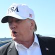 (FILES) In this file photo taken on July 8, 2018 US President Donald Trump confers with the media upon arrival at Morristown Municipal Airport in Morristown, New Jersey, prior to boarding Air Force One following a weekend in Bedminster, New Jersey.
US President Donald Trump on July 9, 2018 criticized NATO member states' military spending and said it benefits Europe more than America, setting the stage for a potentially-acrimonious summit with leaders of the alliance."The United States is spending far more on NATO than any other Country. This is not fair, nor is it acceptable," Trump tweeted a day before he departs for the summit, which will take place July 11-12 in Brussels."While these countries have been increasing their contributions since I took office, they must do much more," he wrote, adding that NATO benefits "Europe far more than it does the US. / AFP PHOTO / JIM WATSON