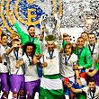 In this handout image provided by UEFA, Sergio Ramos of Real Madrid lifts the trophy after Real Madrid won the UEFA Champions League final football match between Juventus and Real Madrid at The Principality Stadium in Cardiff, south Wales / AFP PHOTO / UEFA / Handout / RESTRICTED TO EDITORIAL USE - MANDATORY CREDIT "AFP PHOTO / UEFA" - NO MARKETING NO ADVERTISING CAMPAIGNS - DISTRIBUTED AS A SERVICE TO CLIENTS

