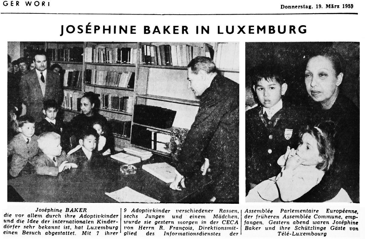 En 1959, le "Luxemburger Wort" a consacré un article à la visite de Joséphine Baker à la Communauté européenne du charbon et de l'acier.