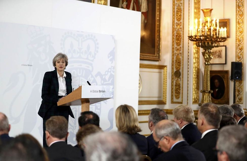 Britain's Prime Minister Theresa May delivers a speech on leaving the European Union at Lancaster House in London, January 17, 2017.