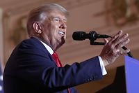 PALM BEACH, FLORIDA - NOVEMBER 15: Former U.S. President Donald Trump speaks during an event at his Mar-a-Lago home on November 15, 2022 in Palm Beach, Florida. Trump announced that he was seeking another term in office and officially launched his 2024 presidential campaign.   Joe Raedle/Getty Images/AFP
