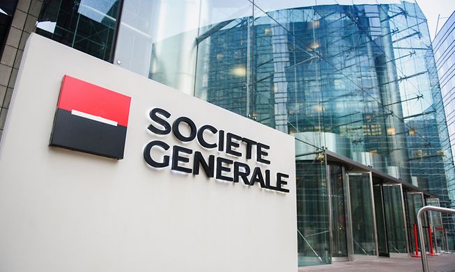 Société Générale logo outside its building in Paris