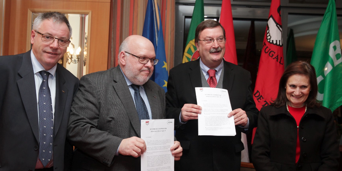 A UGT assinou hoje protocolos de cooperação com as centrais sindicais luxemburguesas OGBL e LCGB, um acordo que prevê a organização de conferências de informação sobre questões que afectem os emigrantes, como a dupla tributação