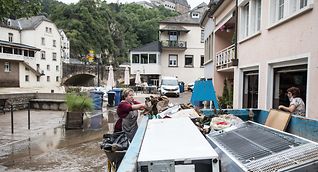 A clean-up operation near Vianden Castle following last week's floods