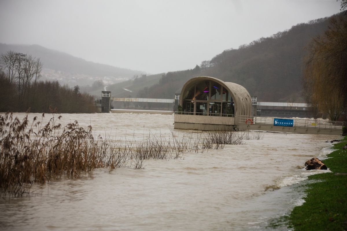 Hochwasser an der Mosel am Donnerstagmorgen.
