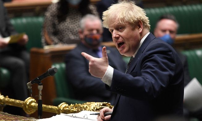 UK Prime Minister Boris Johnson speaking to MPs to update them on the situation in Ukraine, in the House of Commons on 25 January 2022