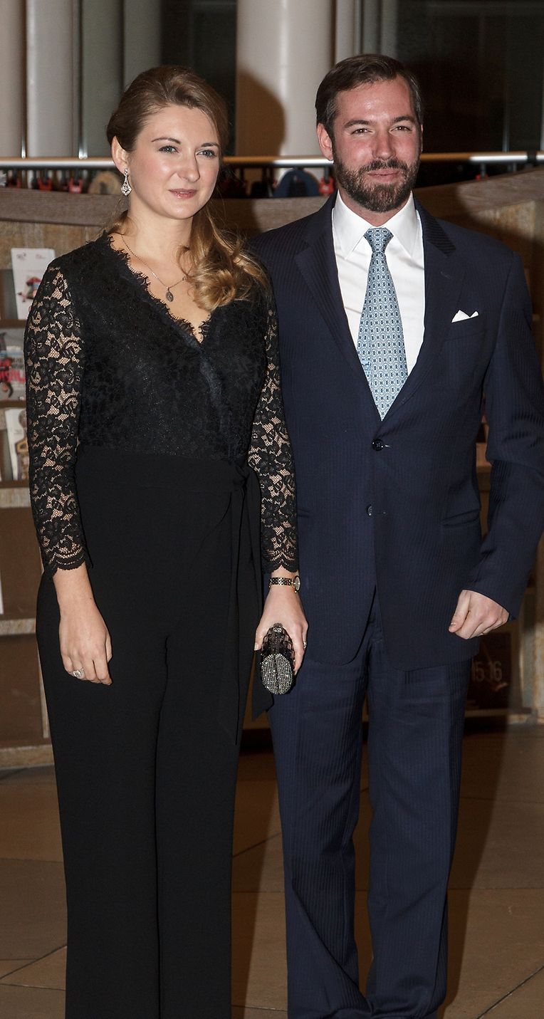 Januar 2016: Stéphanie und Guillaume warten auf die Gäste anlässlich des offiziellen Empfangs zum 95. Geburtstag von Großherzog Jean in der Philharmonie auf Kirchberg.