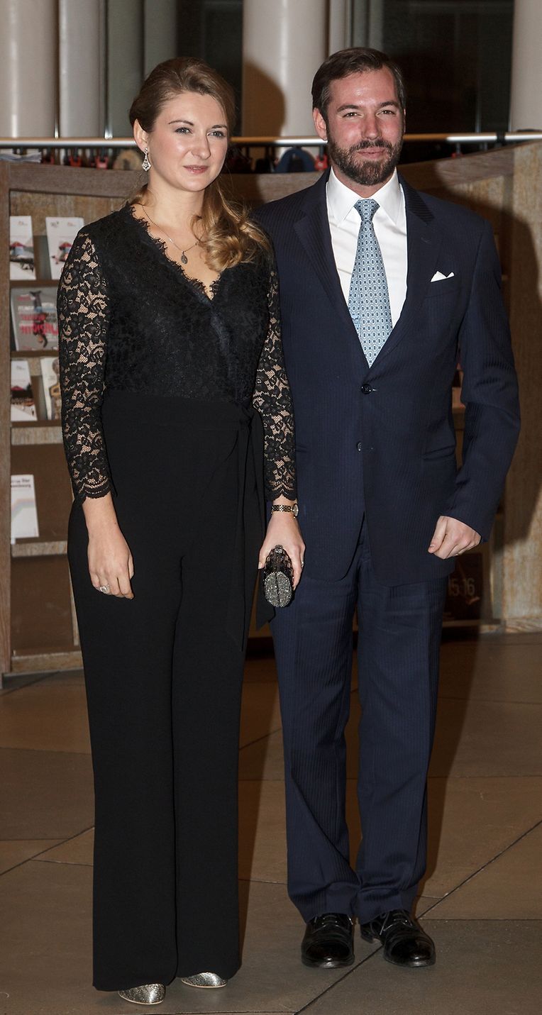 Janeiro de 2016: Stéphanie e Guillaume na festa do 95° aniversário do Grã-Duque Jean, na Philharmonie 