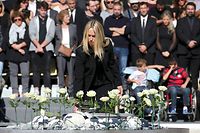 White roses, each representing one of the 86 victims, are put in place during the ceremony in tribute to the victims and the families of the fatal truck attack three months ago, in NIce, France, October 15, 2016. REUTERS/Eric Gaillard  